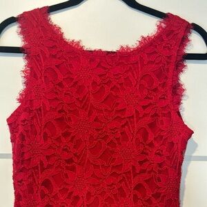 Red Lace Sleeveless Midi Dress